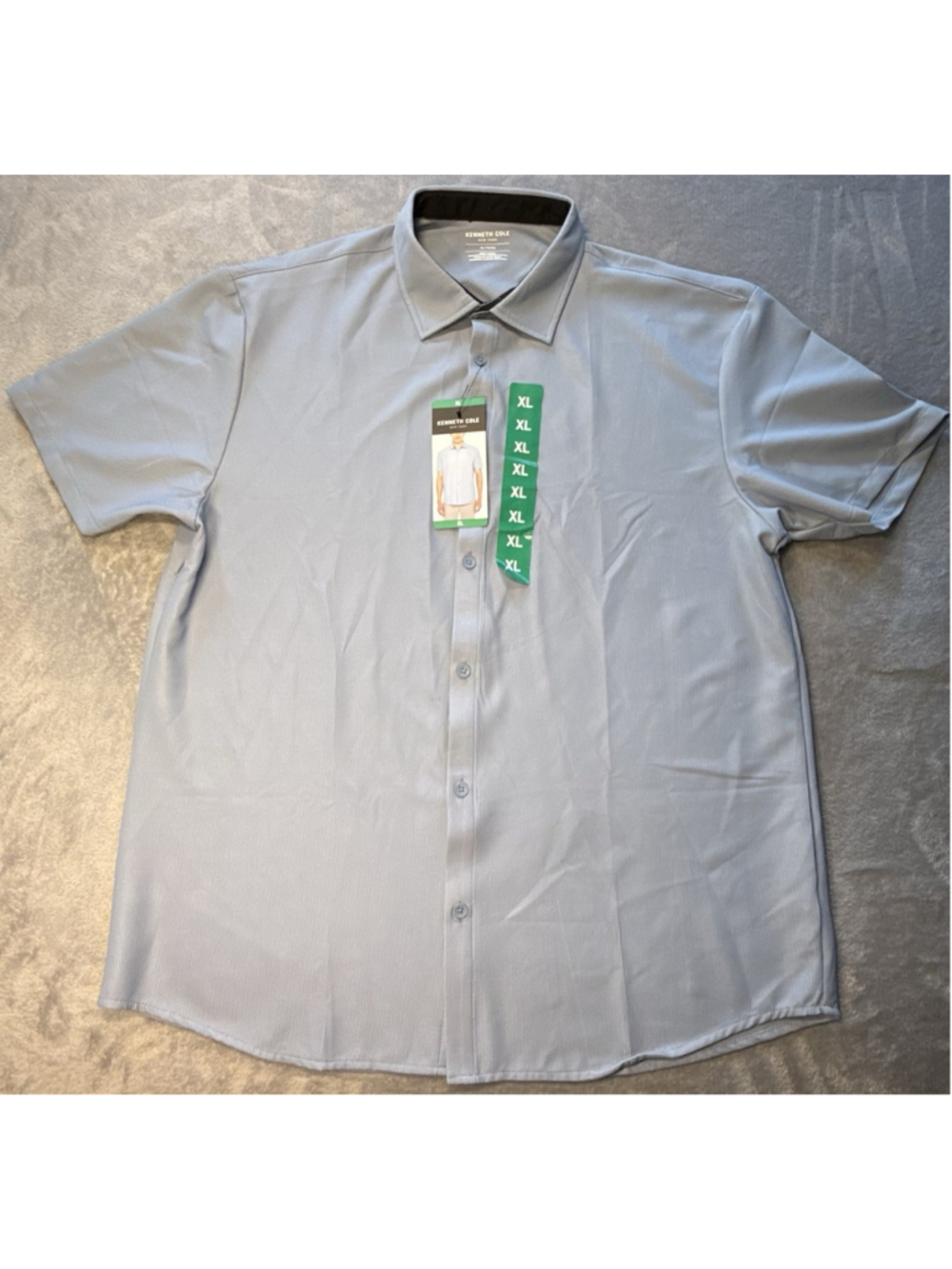 Kenneth Cole Men's Shirt Short Sleeve Button Up Stretch Wicking Blue XL